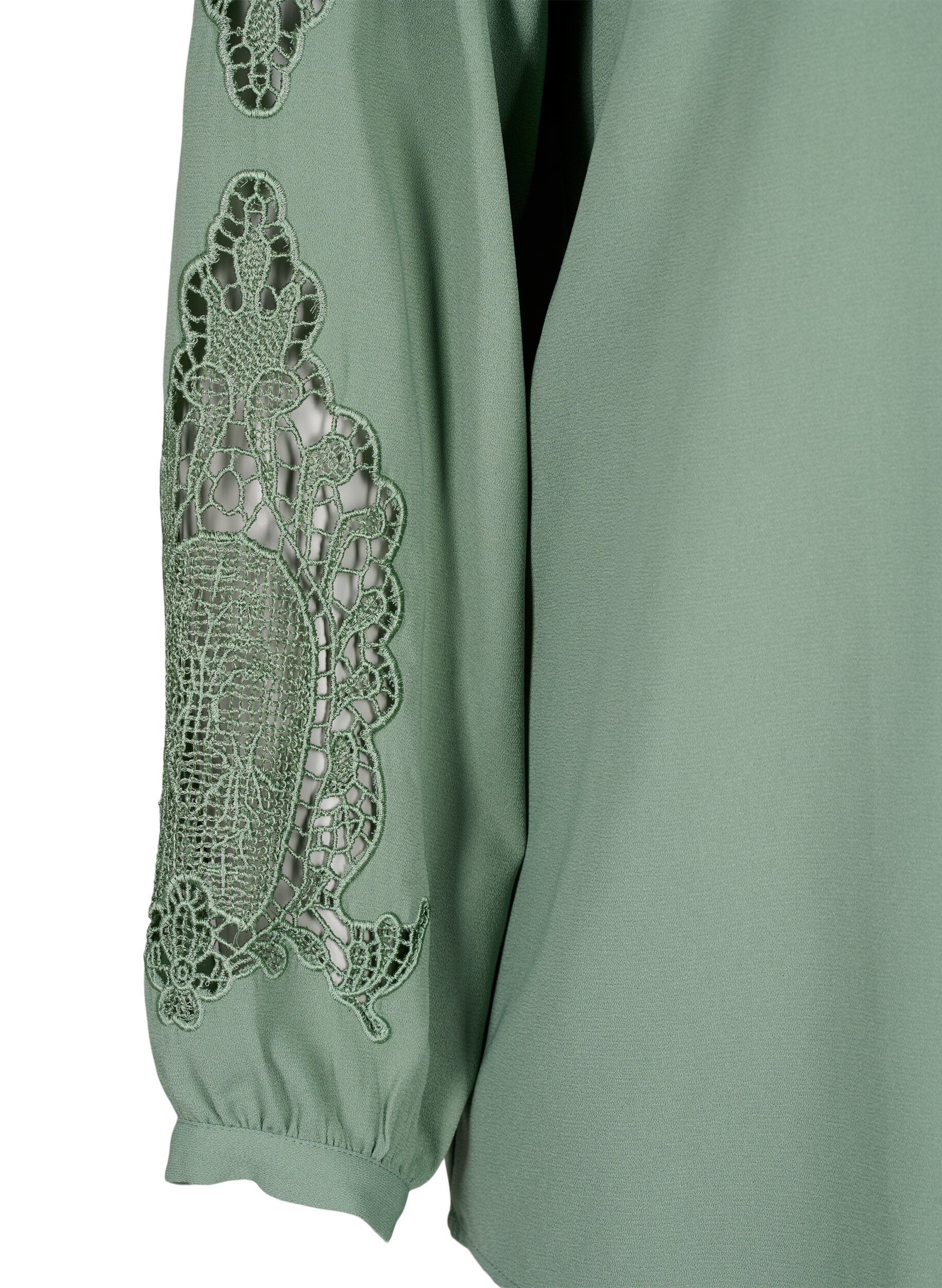 Zizzifashion Long sleeve blouse with crochet details, Green Bay, Packshot image number 3