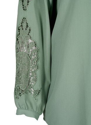 Long sleeve blouse with crochet details, Green Bay, Packshot image number 3