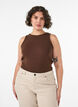 Cotton ribbed top with high neck, Brown, Model image number 0