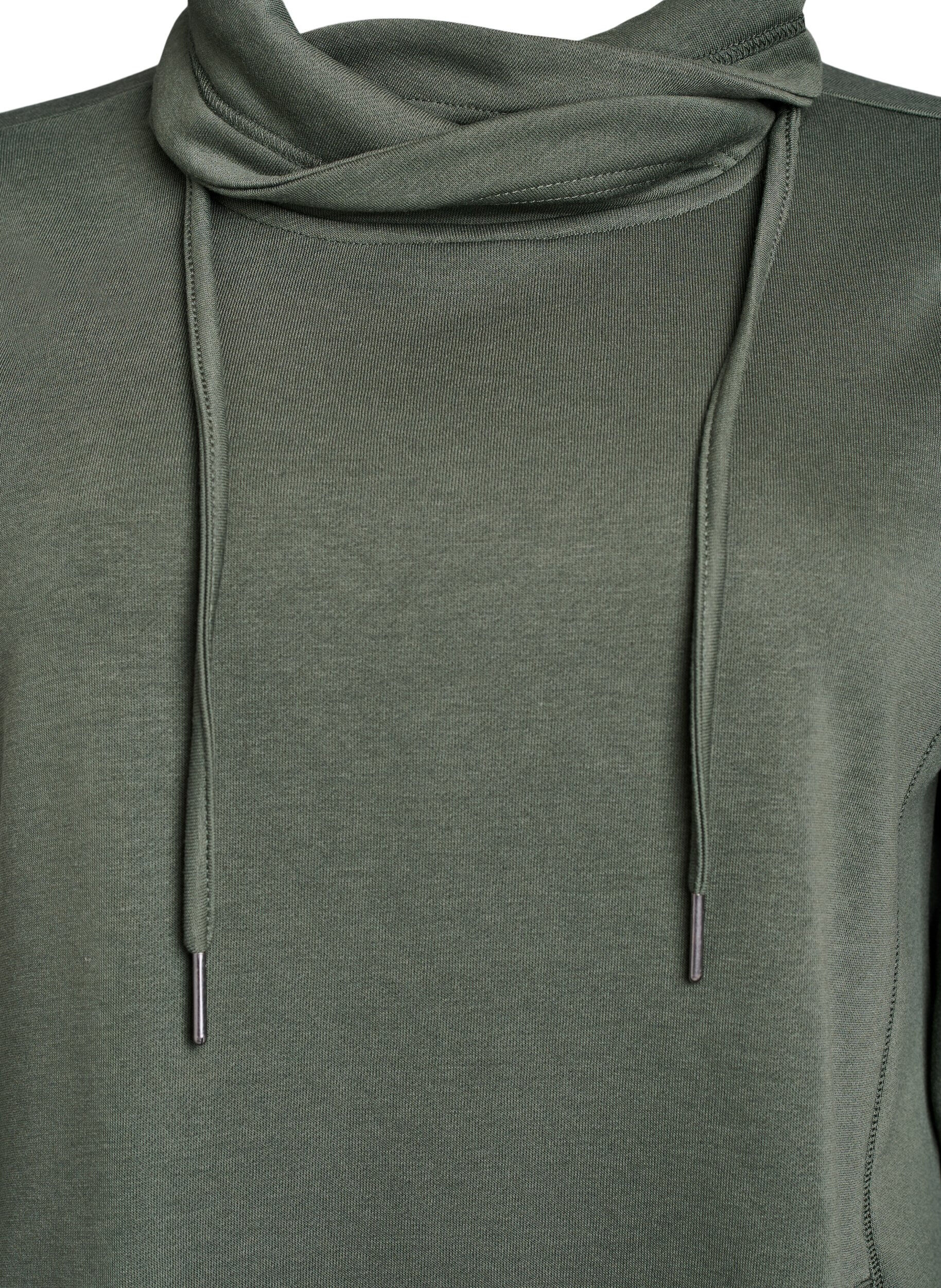 ZizzifashionShort sweatshirt dress with high collar and pockets, Green, Packshot image number 2