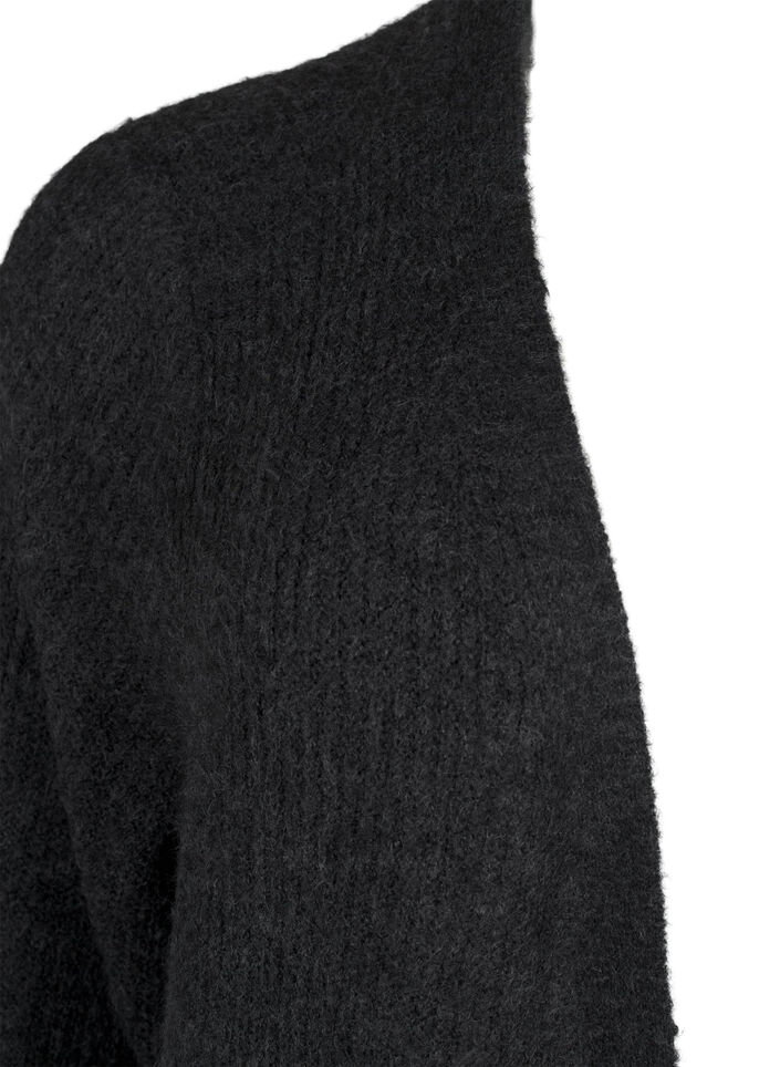 FLASH - Ribbed cardigan with slits, Dark Grey Melange, Packshot image number 2