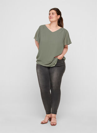 Short-sleeved blouse, Agave Green, Model image number 2