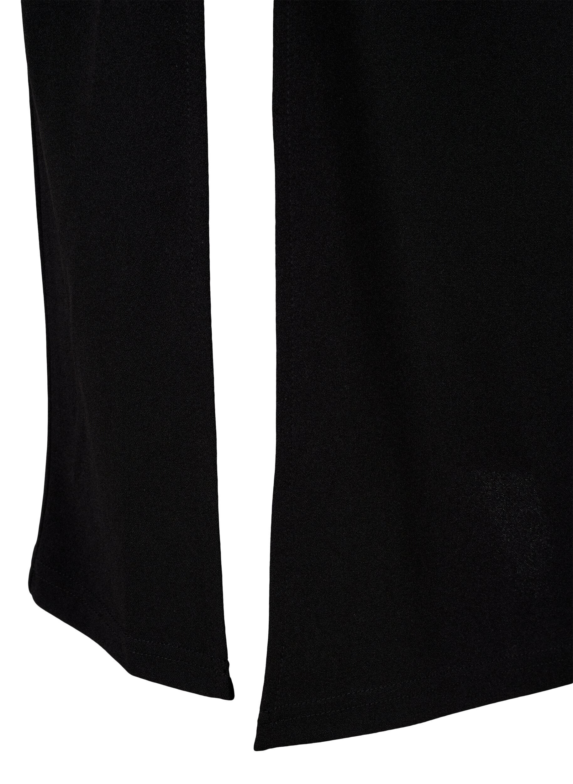 Zizzifashion Midi skirt with slit and ruched effect, Black, Packshot image number 3