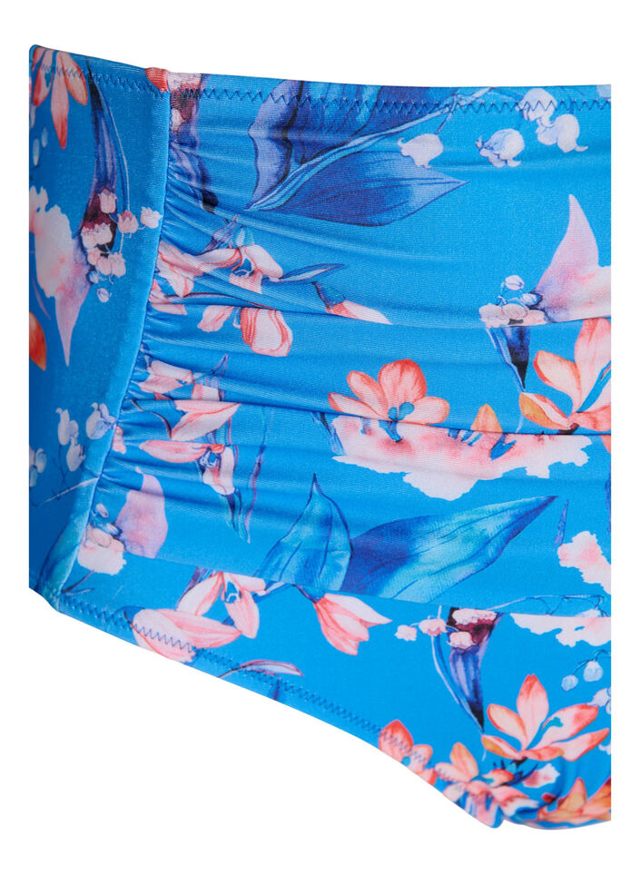 Extra high-waisted bikini bottom with print, Blue, Packshot image number 2