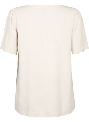 Viscose-Linen Mix Blouse with Embroidery, Moonbeam, Packshot image number 1