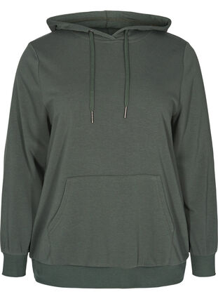 Sweatshirt with hood and pockets, Thyme, Packshot image number 0