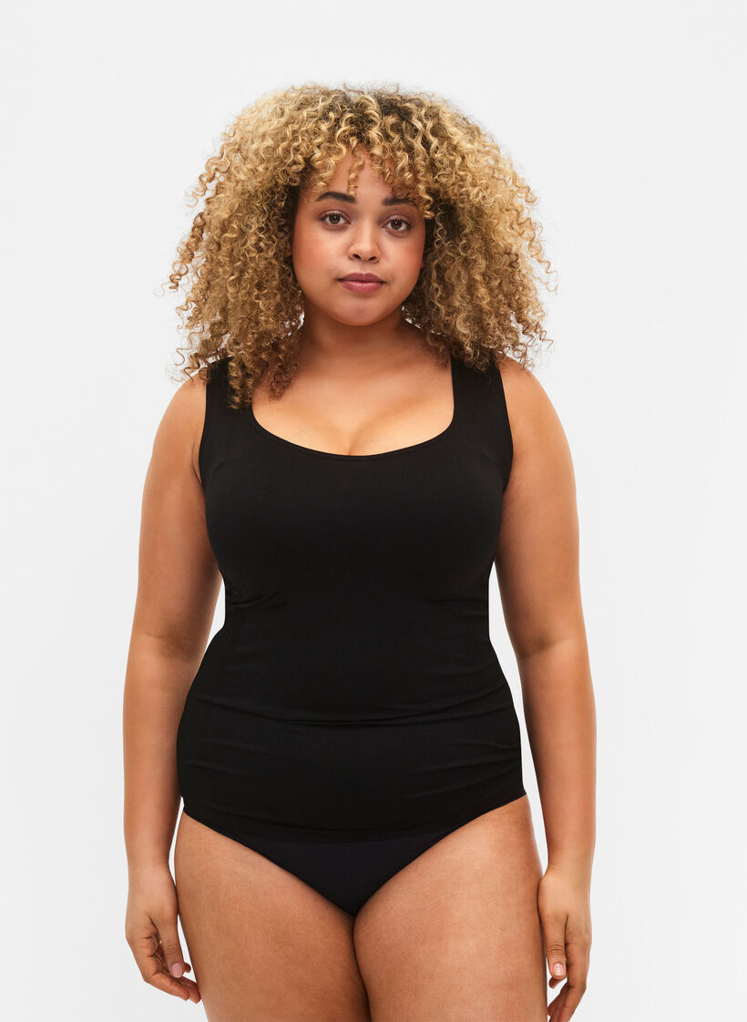Seamless basic tank top, Black, Model image number 0