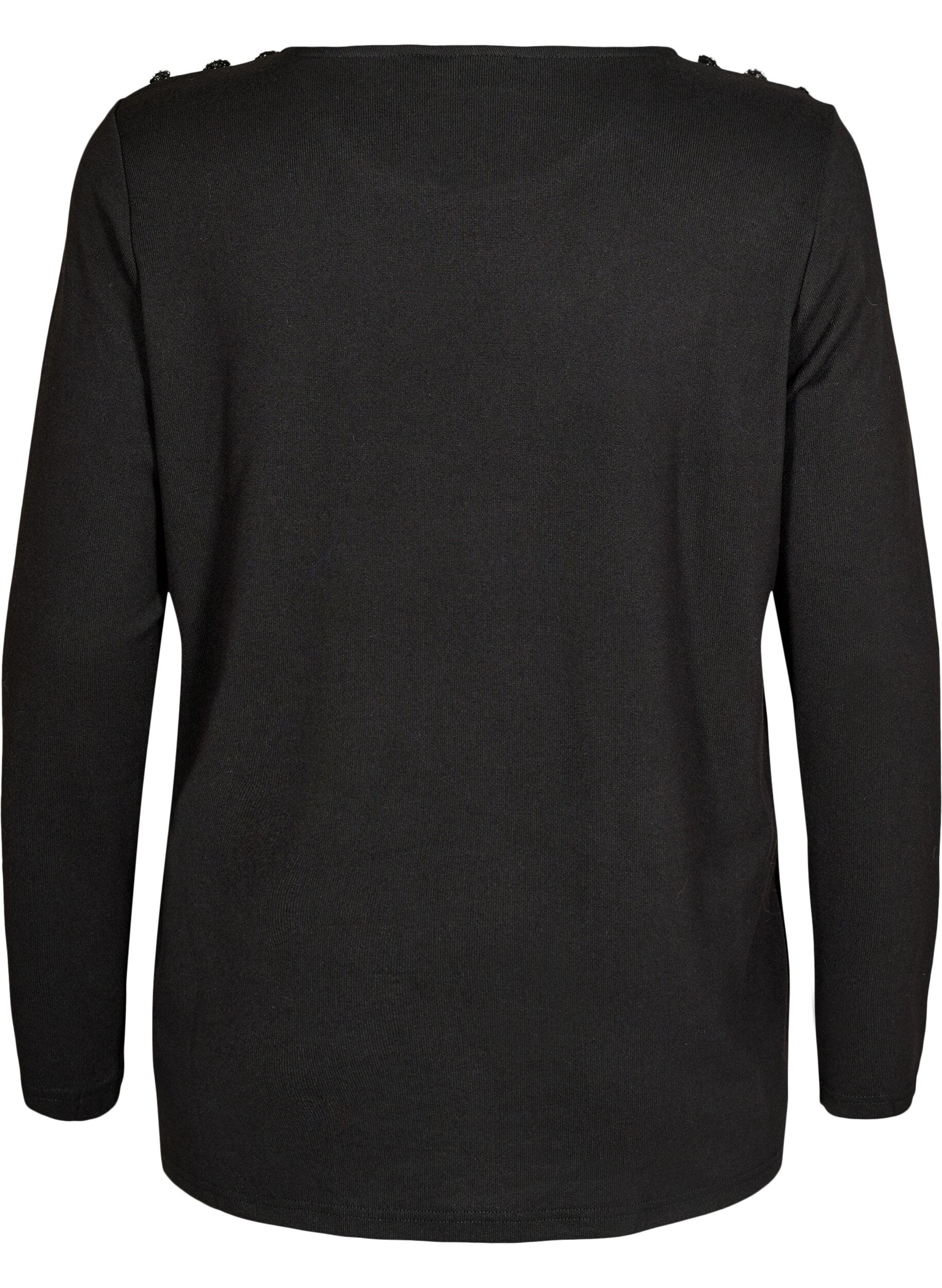 Zizzifashion Blouse with decorative buttons, Black, Packshot image number 1