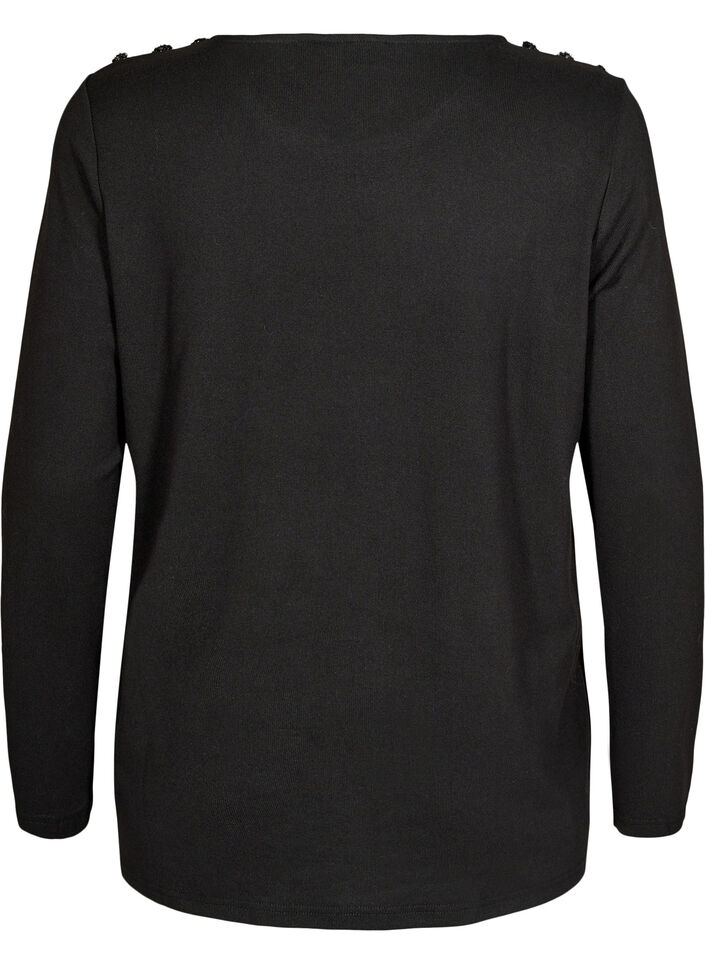 Blouse with decorative buttons, Black, Packshot image number 1