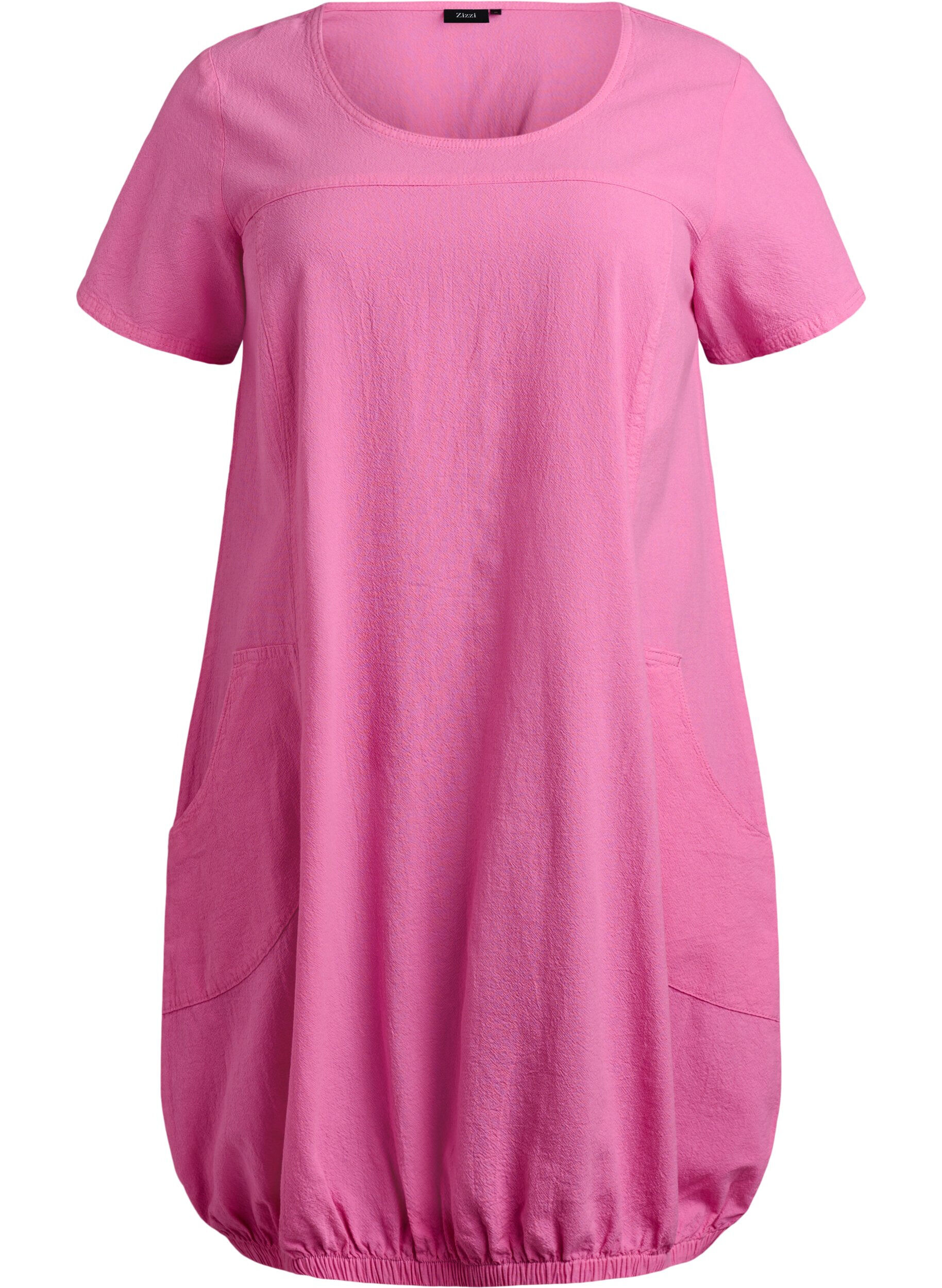 Zizzifashion Short-sleeved cotton dress, Pink, Packshot image number 0