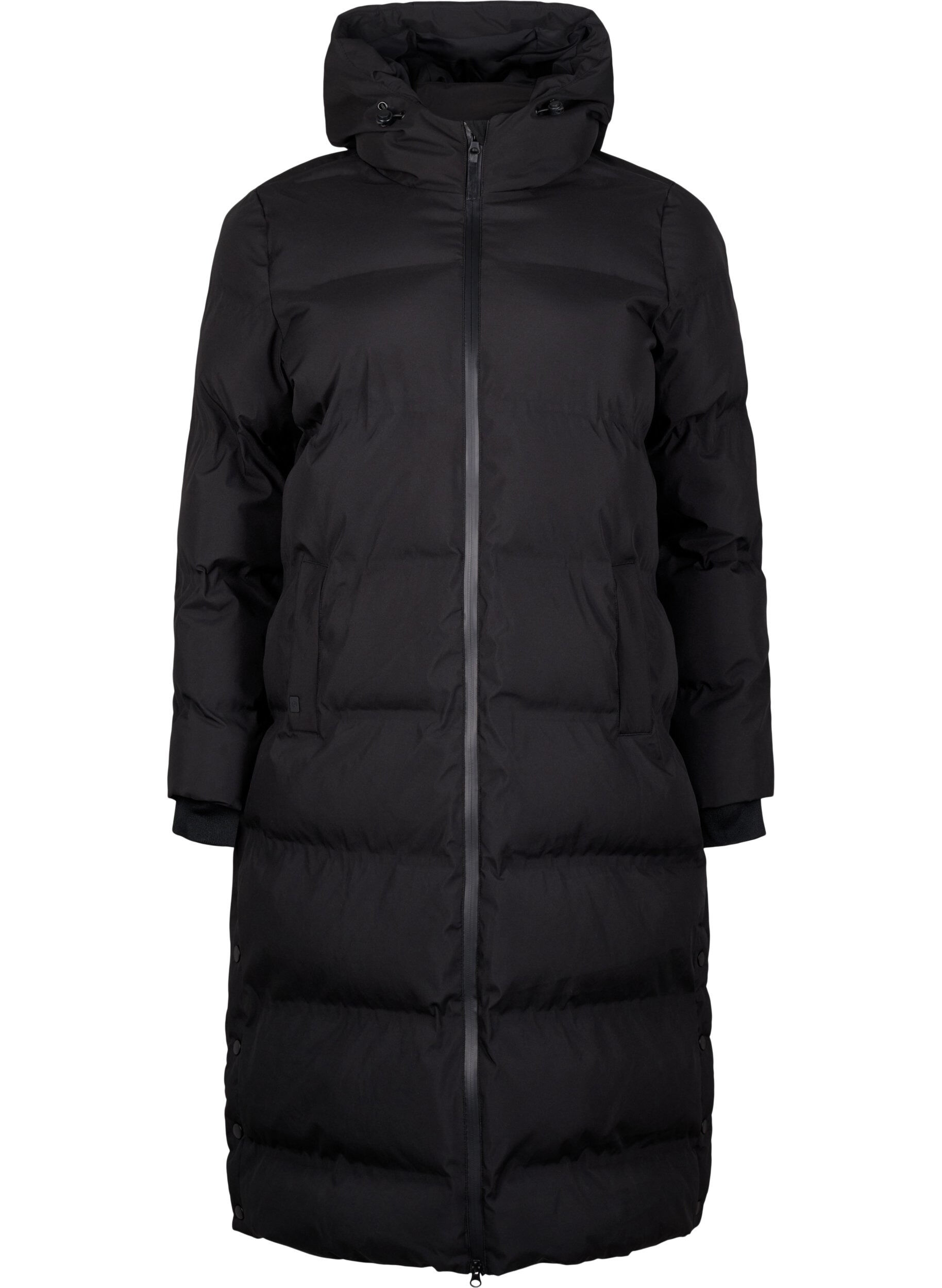Long puffer winter coat with hood
