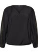 Blouse with balloon effect and chiffon details, Black, Packshot image number 0