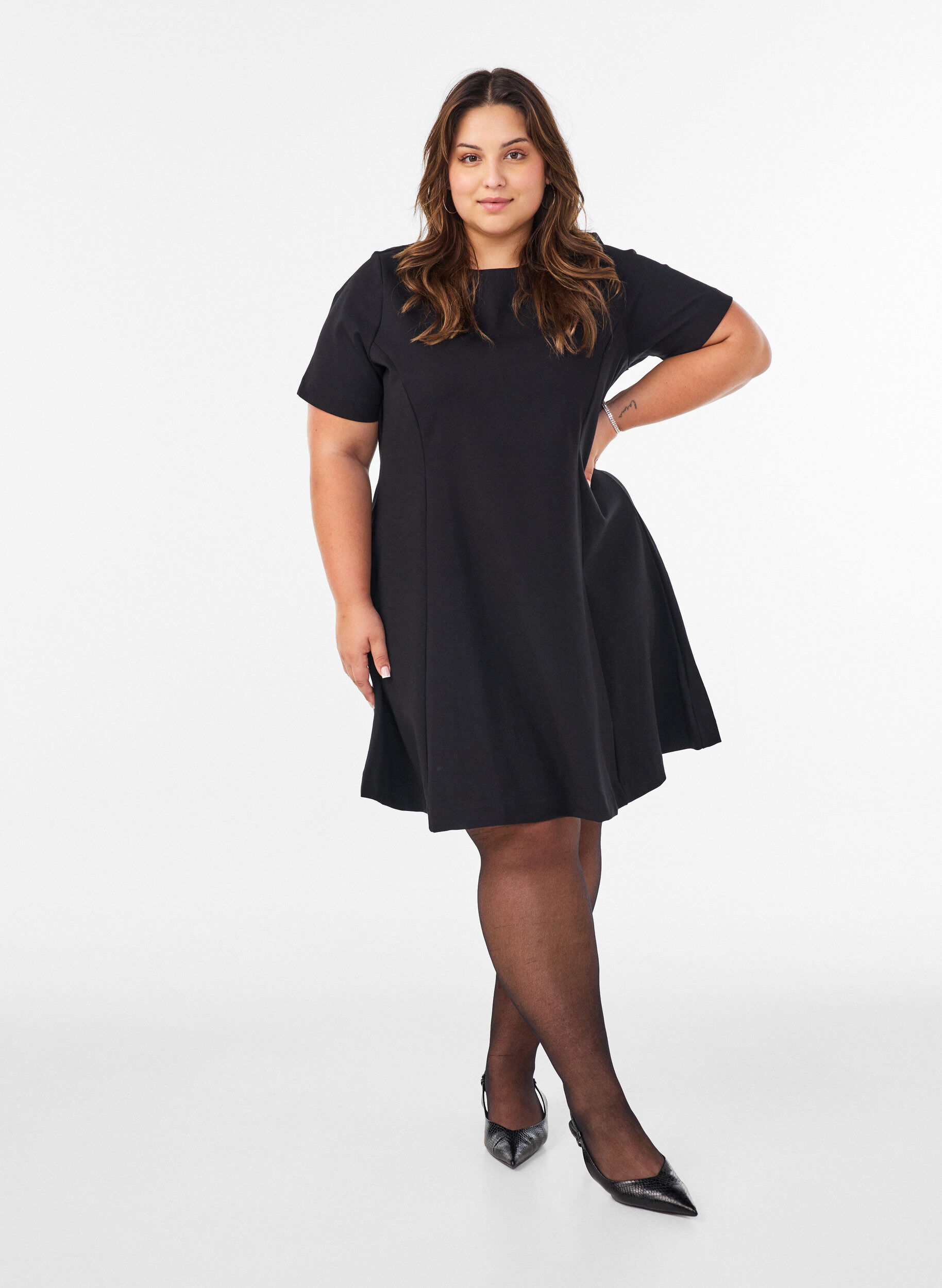 ZizzifashionShort A-line jersey dress, 0199, Model image number 1