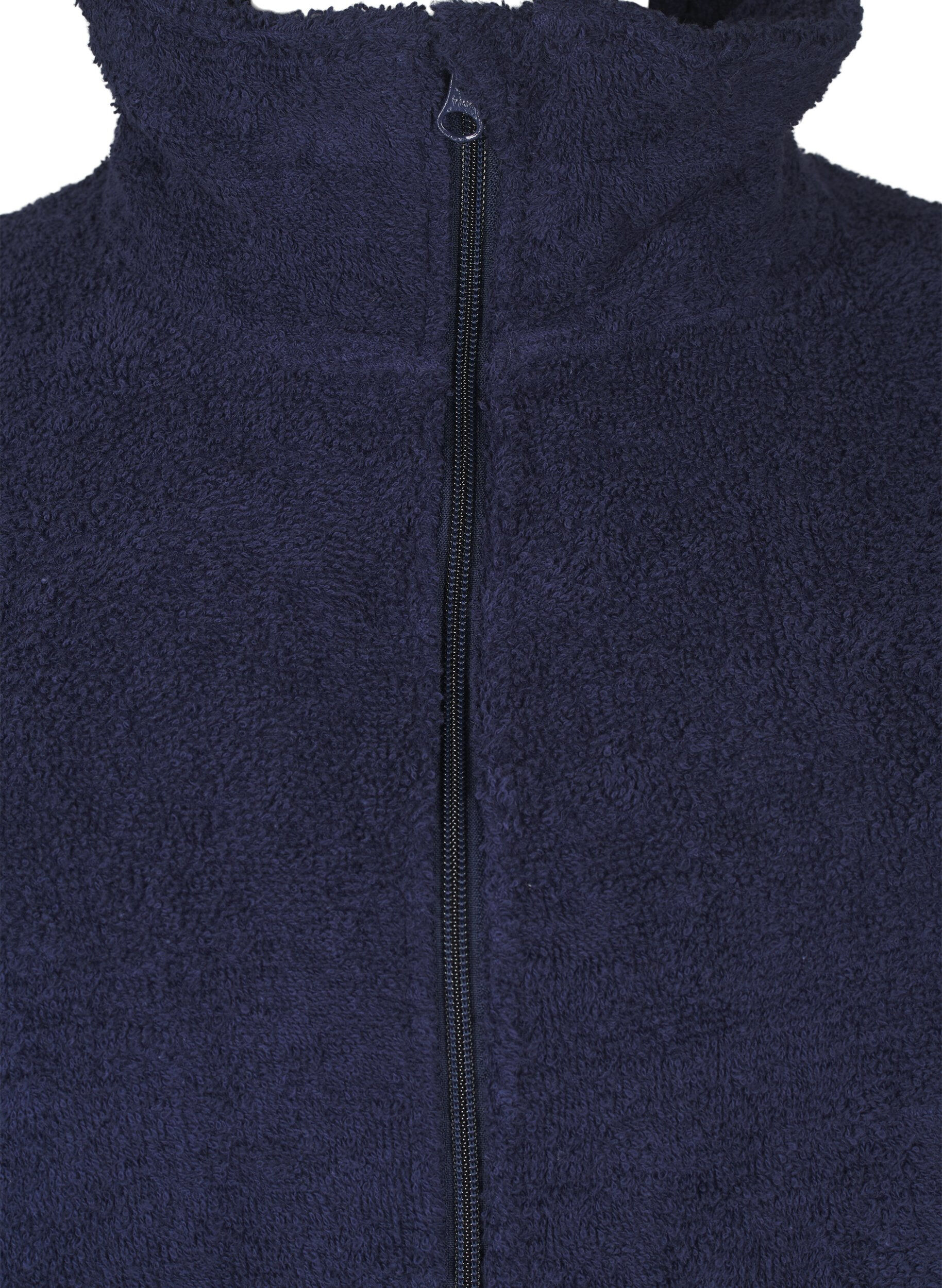 Zizzifashion Terry bathrobe with a zipper, Navy Blazer, Packshot image number 2