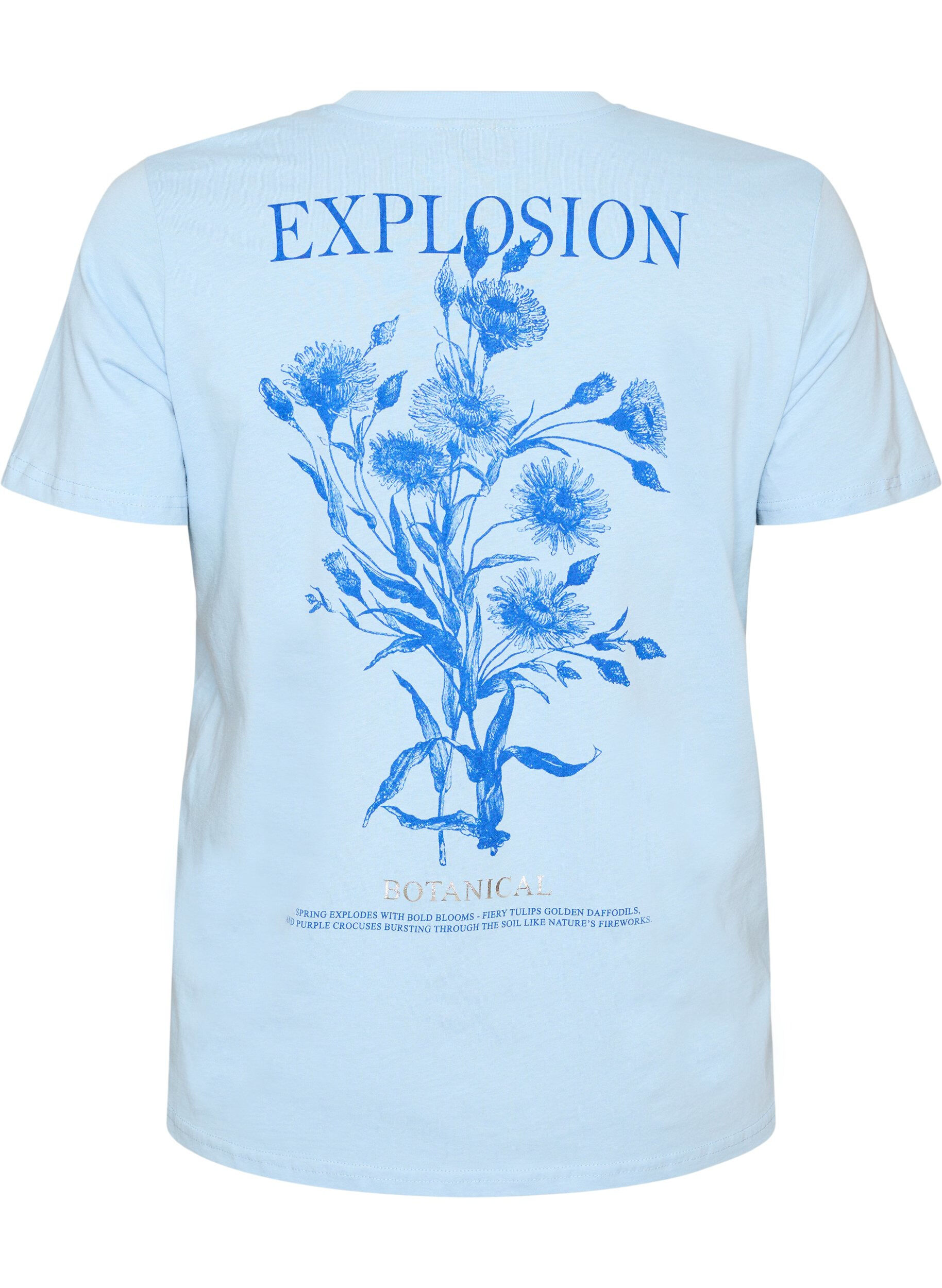 Zizzifashion Cotton T-shirt with print, Light Blue, Packshot image number 1