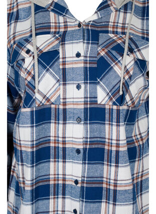 Checked shirt jacket with hood, Blue White Check, Packshot image number 2