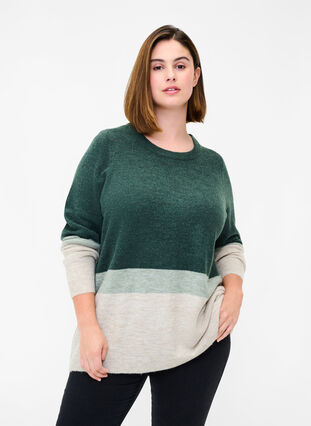 Striped knit sweater with ribbed trims, Urban Chic Comb, Model image number 0