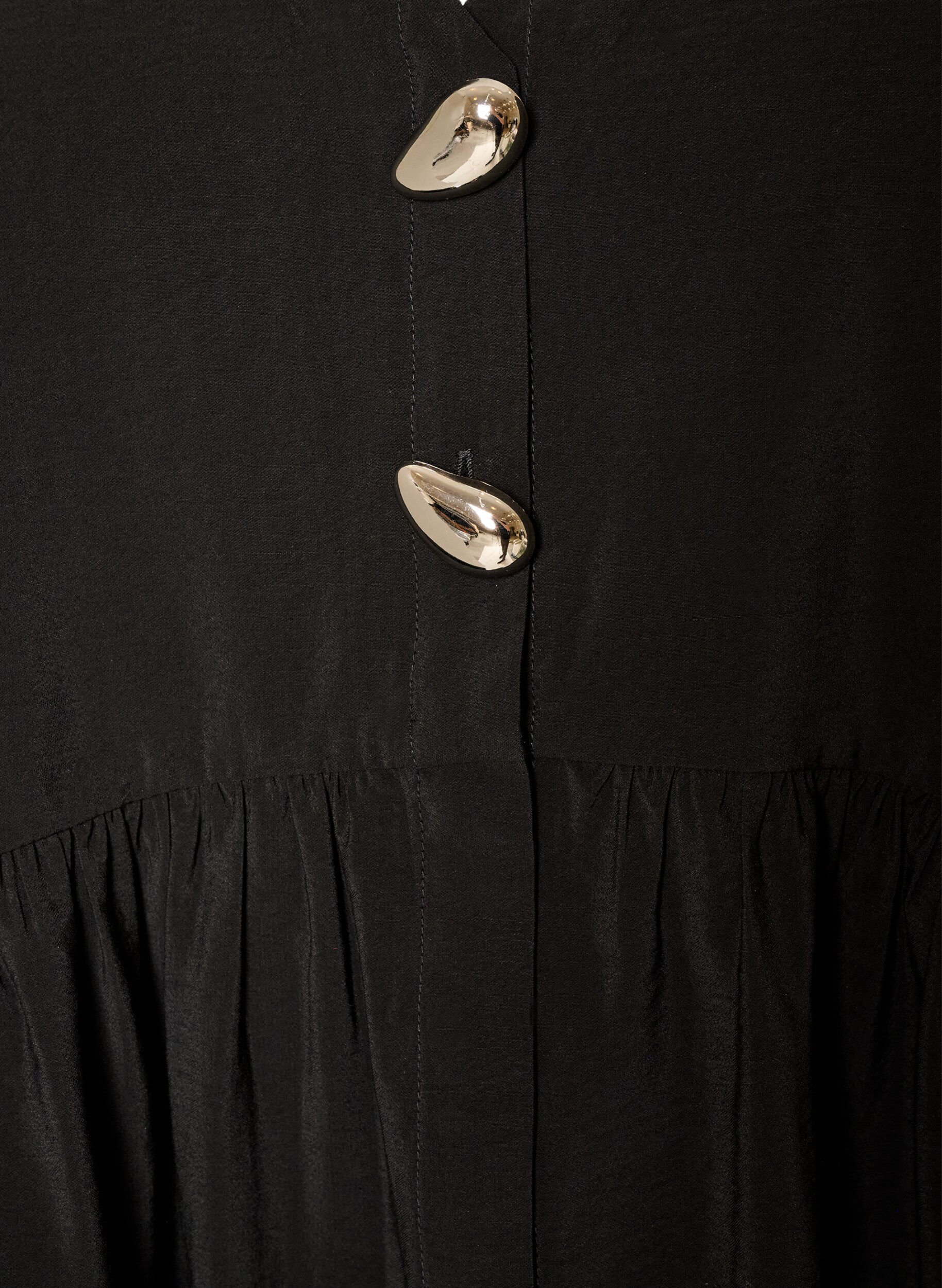 ZizzifashionSleeveless peplum blouse with decorative buttons, Black, Packshot image number 2