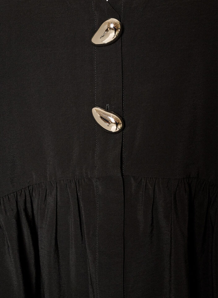 Sleeveless peplum blouse with decorative buttons, Black, Packshot image number 2