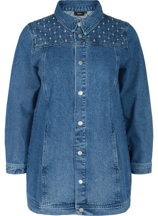 Denim Jacket in Cotton with Rivets, Blue denim ASS, Packshot image number 0