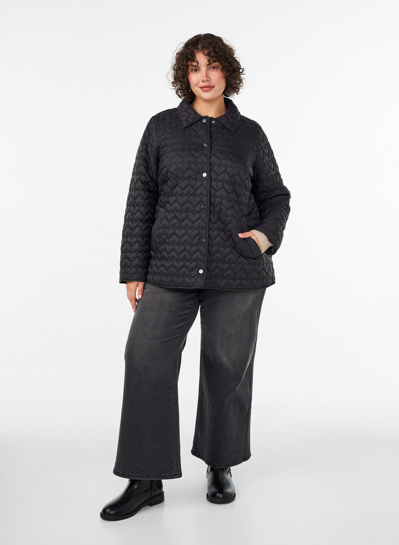 Lightly padded jacket with decorative quilting, Black, Model image number 1