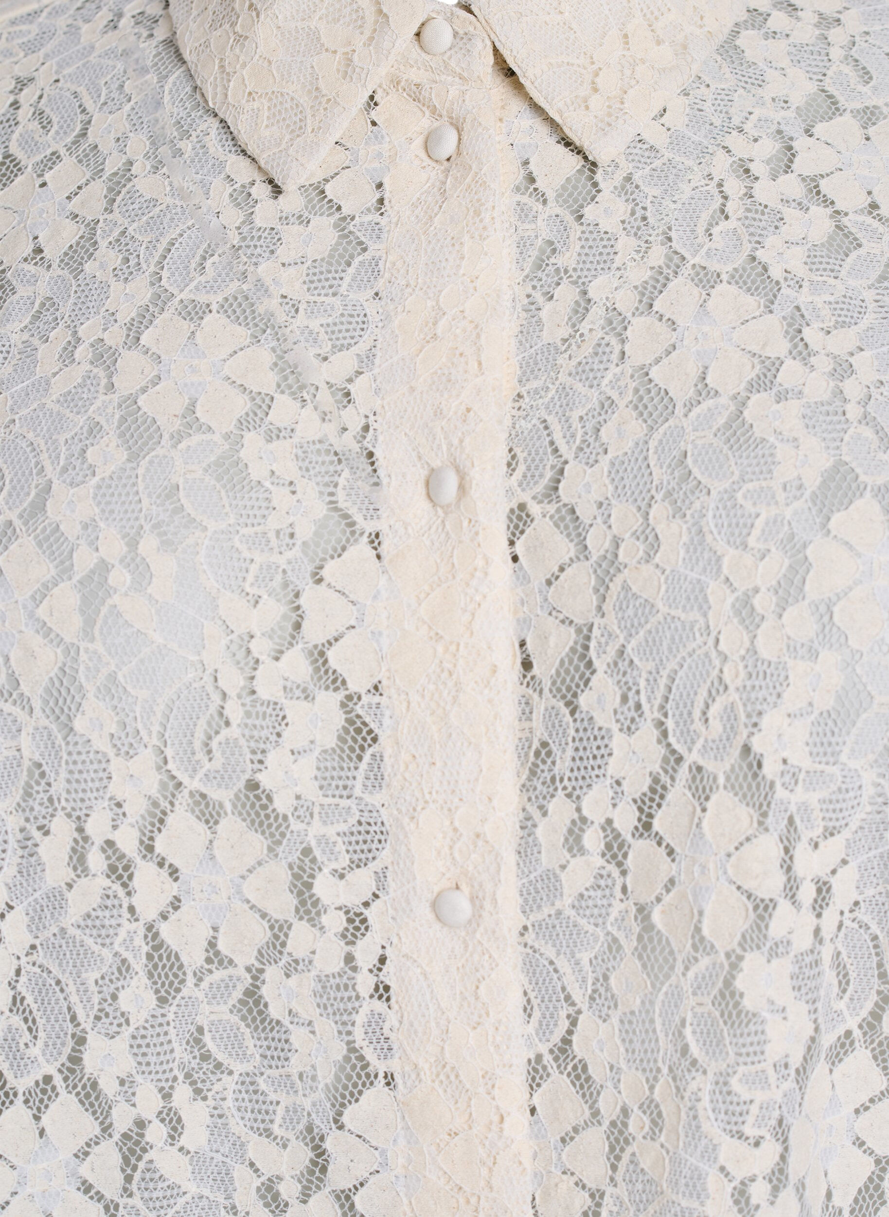 Zizzifashion Lace shirt with 3/4 sleeves, Vanilla, Packshot image number 2