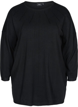 Viscose blend knitted blouse with rhinestones, Black, Packshot image number 0