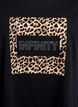 T-shirt with leopard print and text, Black Leo, Packshot image number 2