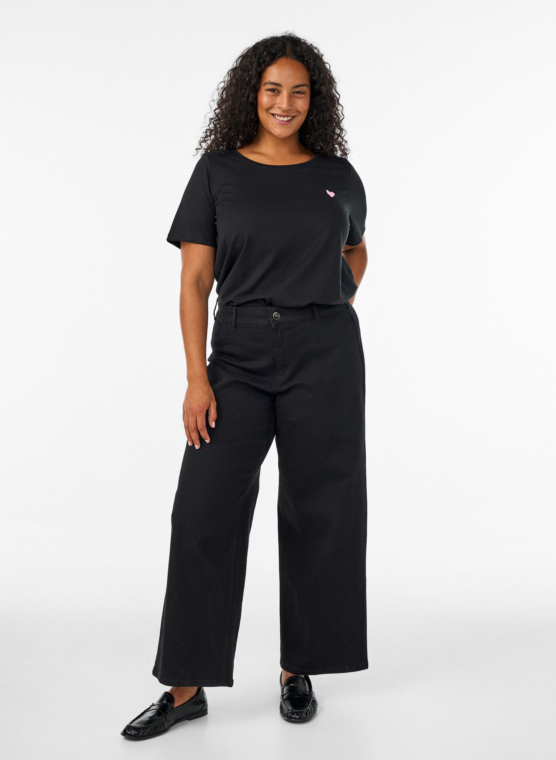 ZizzifashionT-shirt with motif, Black, Model image number 1