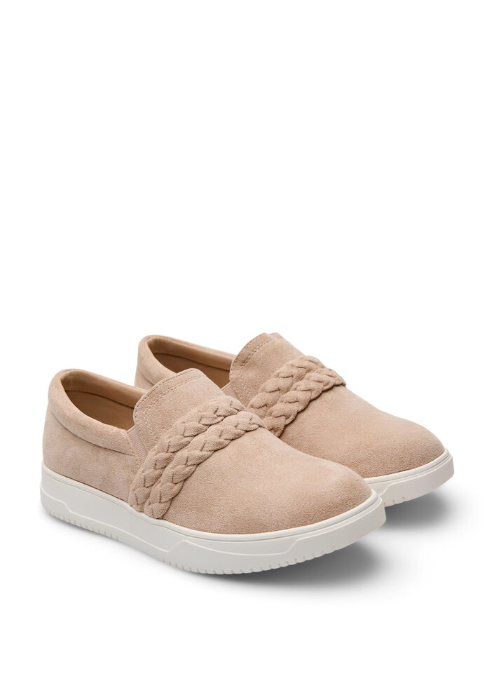 Shoes in faux suede with braided straps, Beige, Packshot image number 1