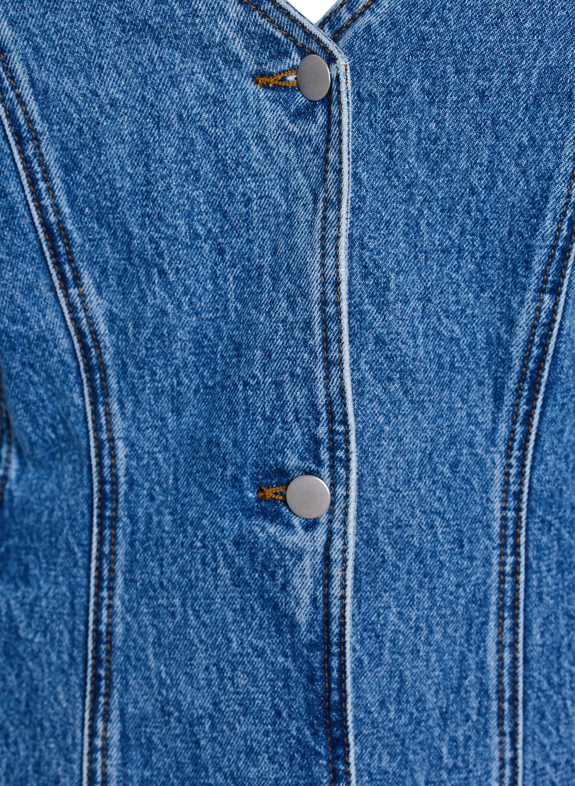Zizzifashion Denim jacket with shaping seams and a V-neck, Blue, Packshot image number 2