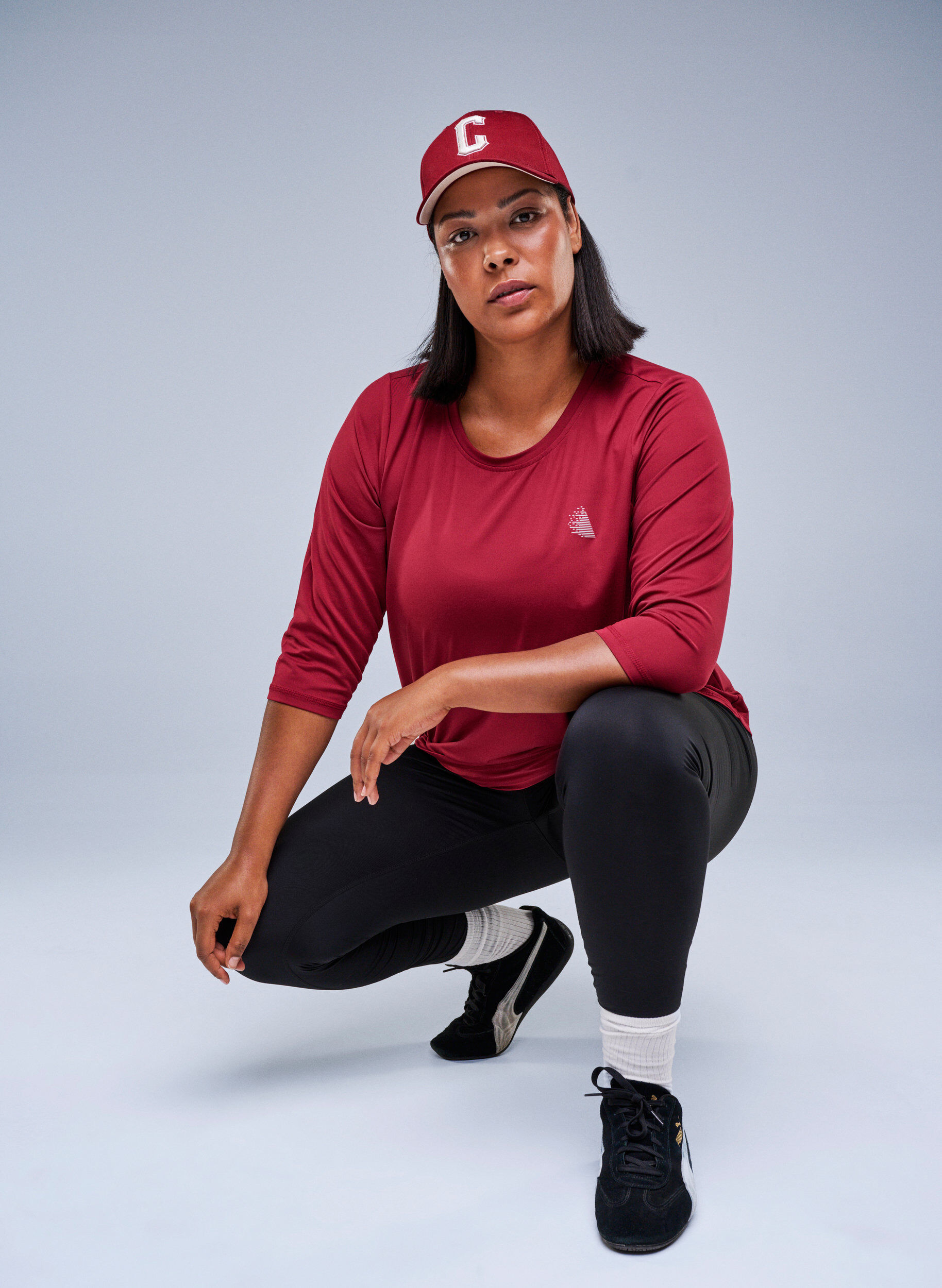 ZizzifashionWorkout top with 3/4 sleeves, Red, Image image number 0