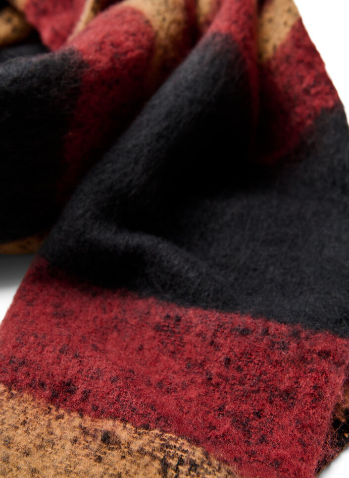 Soft scarf with pattern and warm colours, Red, Packshot image number 1