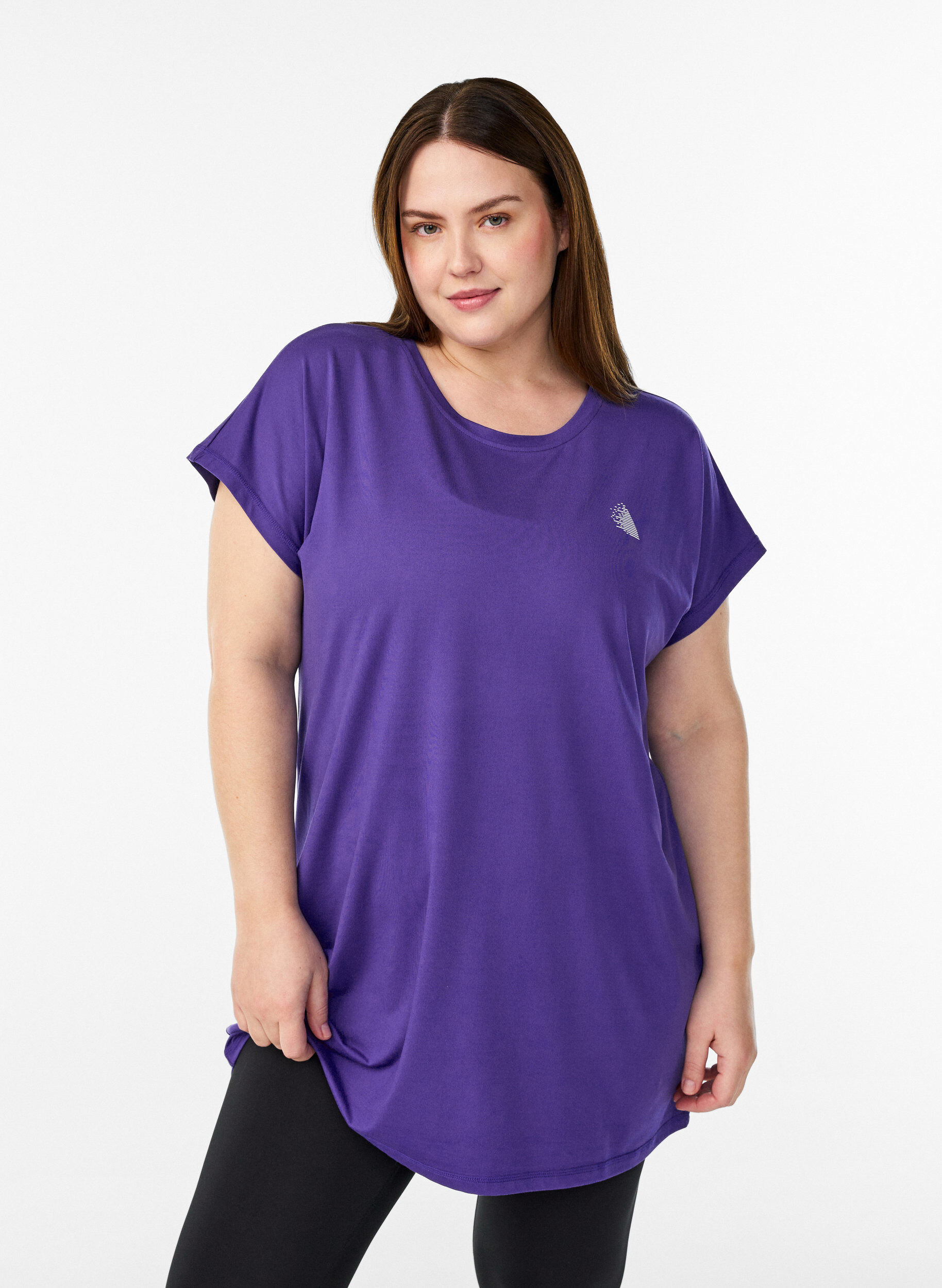 Long training t-shirt, Purple, Model