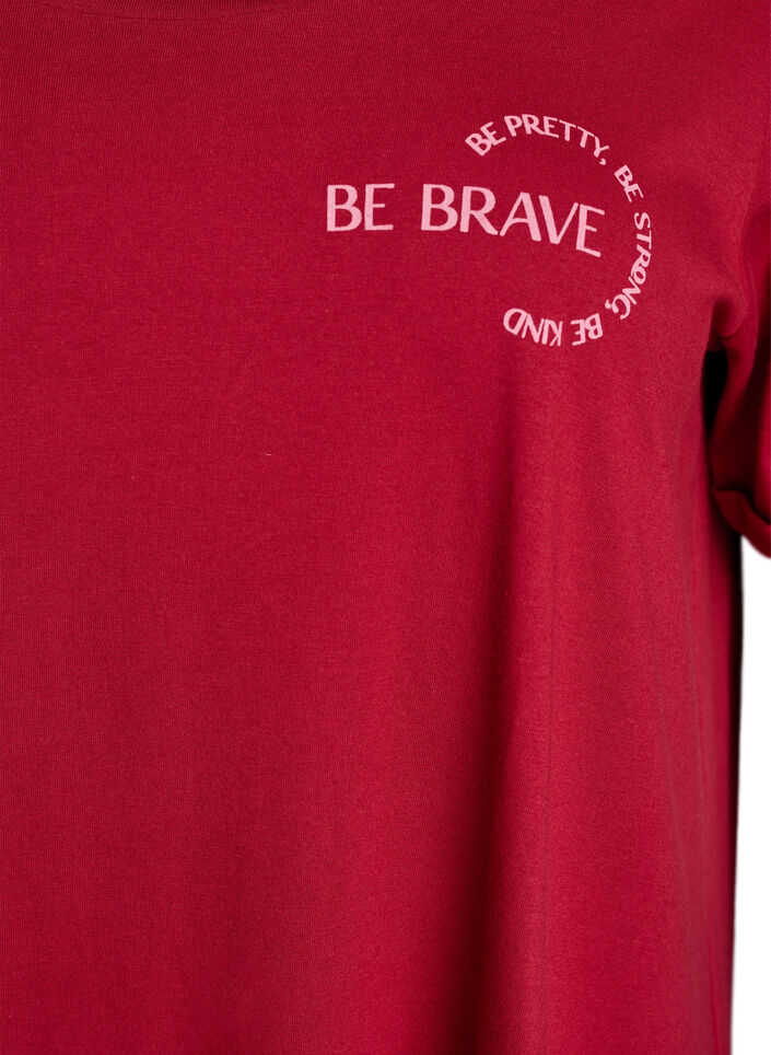 Short-sleeved nightgown in organic cotton, Red, Packshot image number 2