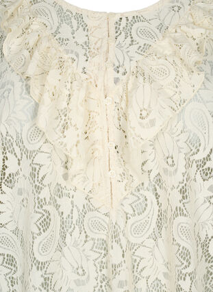 Lace top with frill detail, Off White, Packshot image number 2