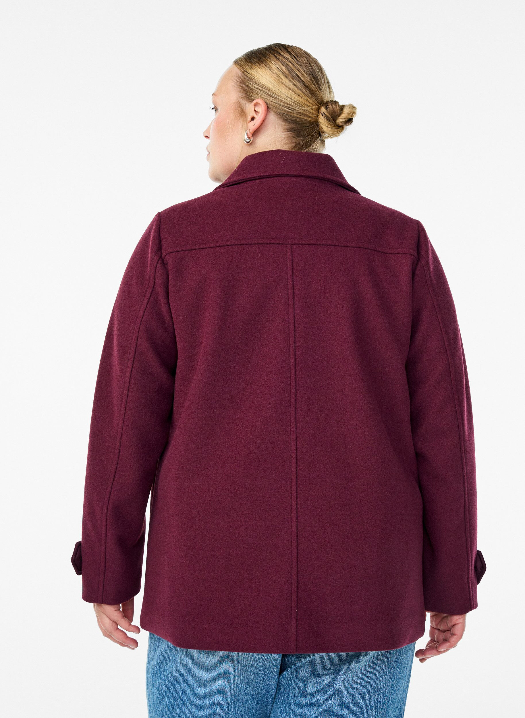 Zizzifashion Short coat with double-breasted button closure, Dark Bordeaux, Model image number 1