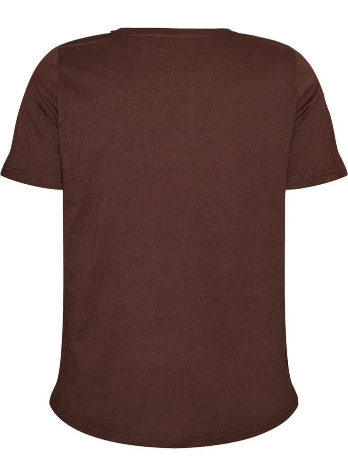 V-neck T-shirt, Brown, Packshot image number 1