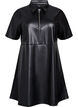 Short dress in faux leather with an A-line shape, Black, Packshot image number 0
