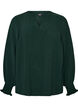 Blouse with smock cuffs and V-neck, Green, Packshot image number 0