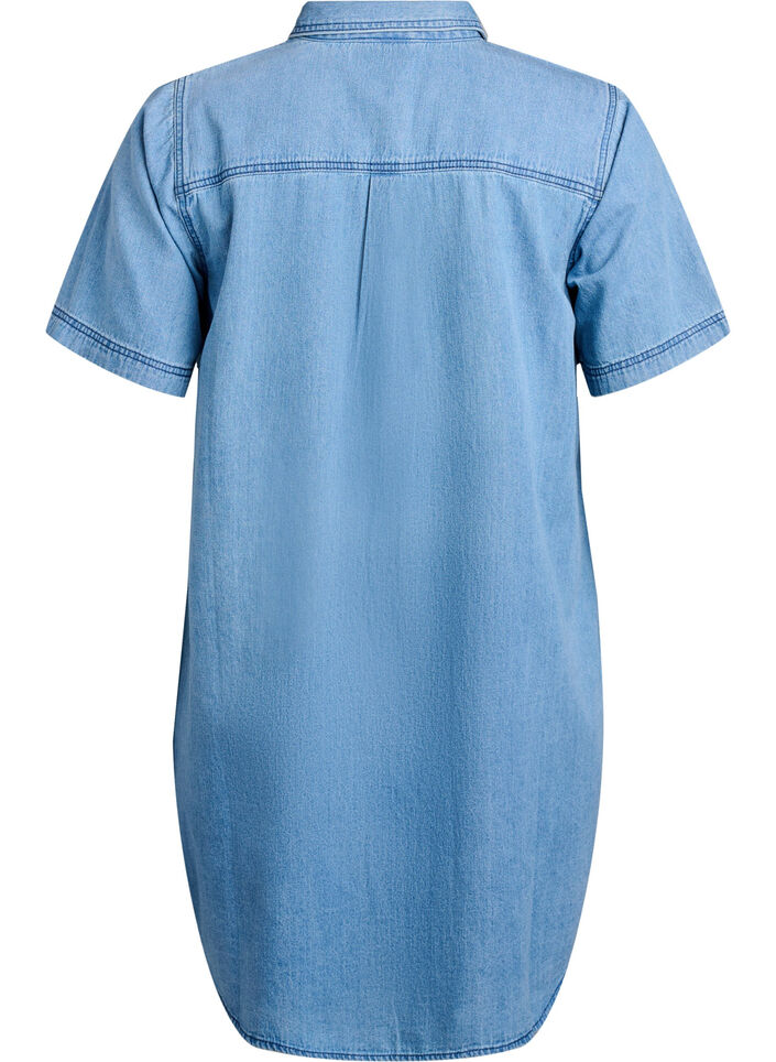 Denim shirt dress with short sleeves, Light Blue, Packshot image number 1