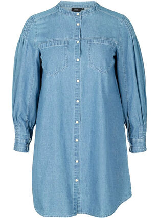 Long, cotton denim shirt, Blue denim ASS, Packshot image number 0