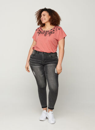Cotton t-shirt with print details, Canyon Rose LEAF, Model image number 2