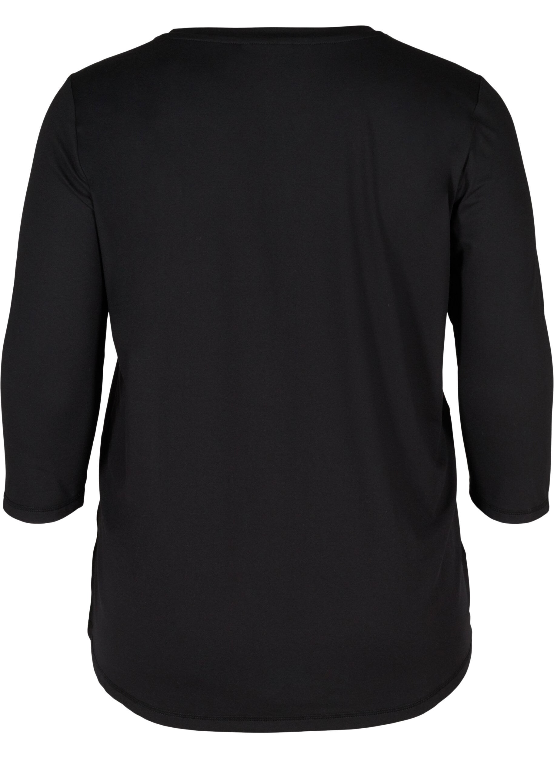 Zizzifashion Workout top with 3/4 sleeves, Black, Packshot image number 1