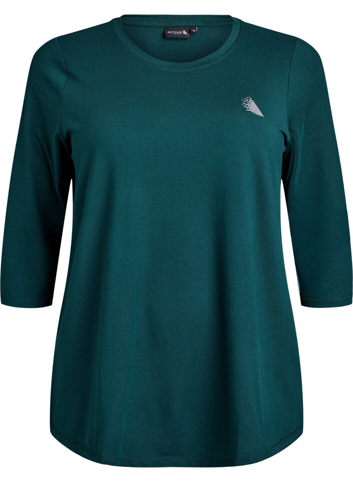 Workout top with 3/4 sleeves, Green, Packshot image number 0