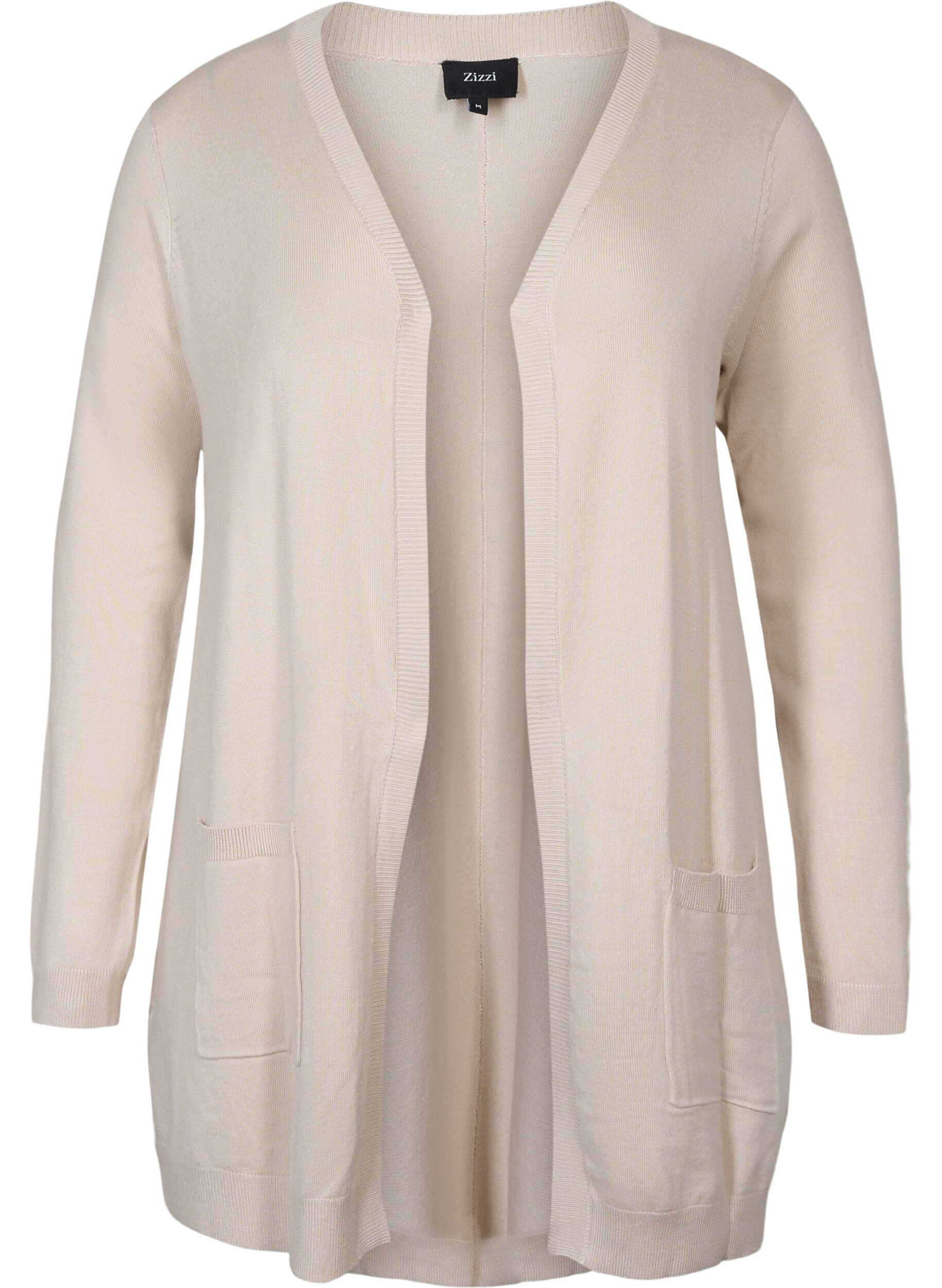 ZizzifashionLong knitted cardigan in a viscose blend, Beige, Packshot image number 0