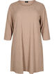 Dress with texture and 3/4 sleeves, Brown, Packshot image number 0
