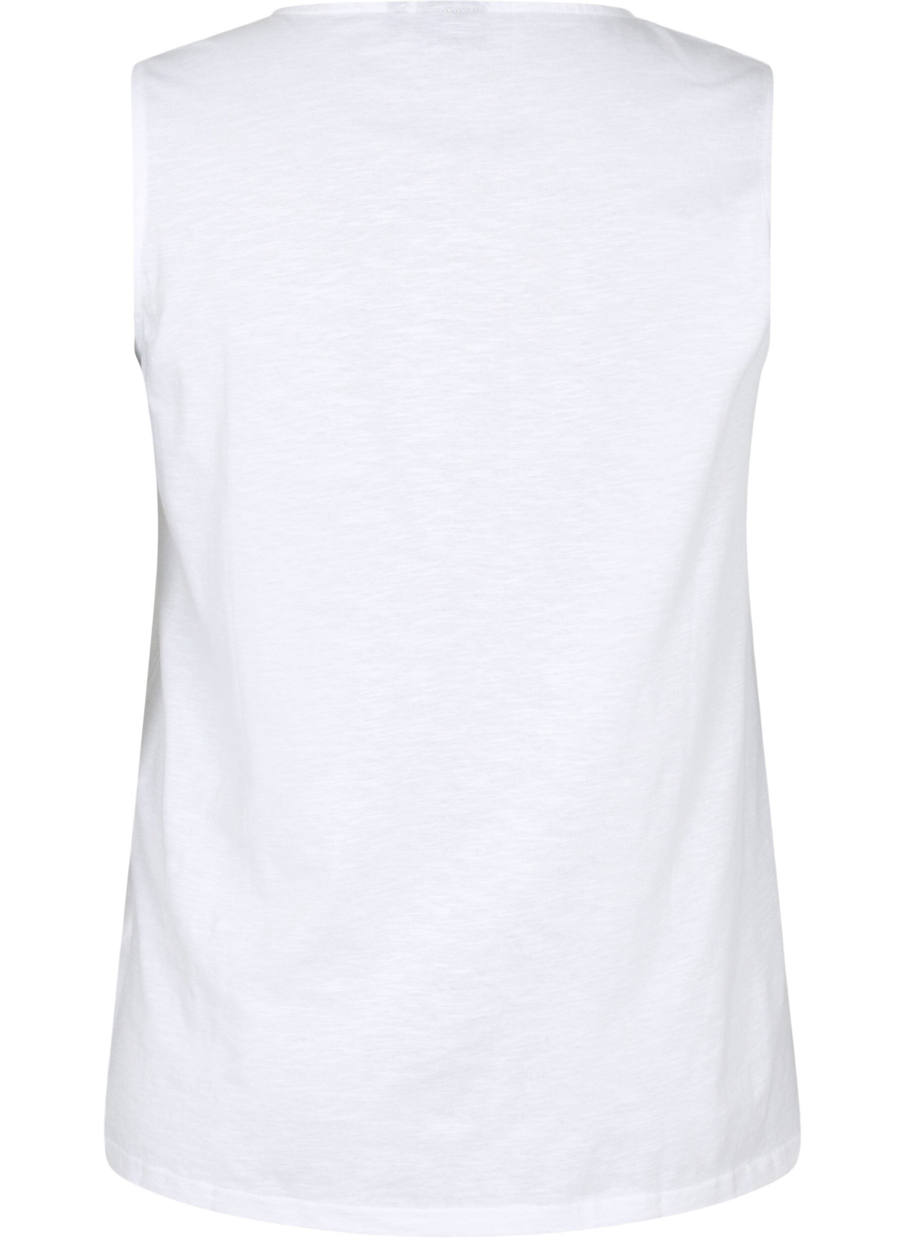 Zizzifashion Sleeveless top in cotton, Bright White, Packshot image number 1