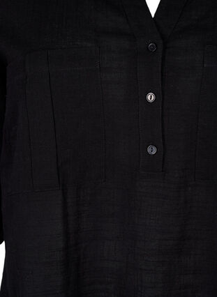 Cotton tunic with 3/4 sleeves, Black, Packshot image number 2