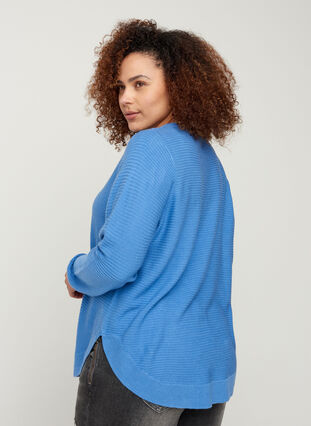Knitted blouse with round neckline, Ultramarine, Model image number 1